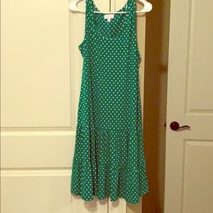 Green and white Polk a dot dress